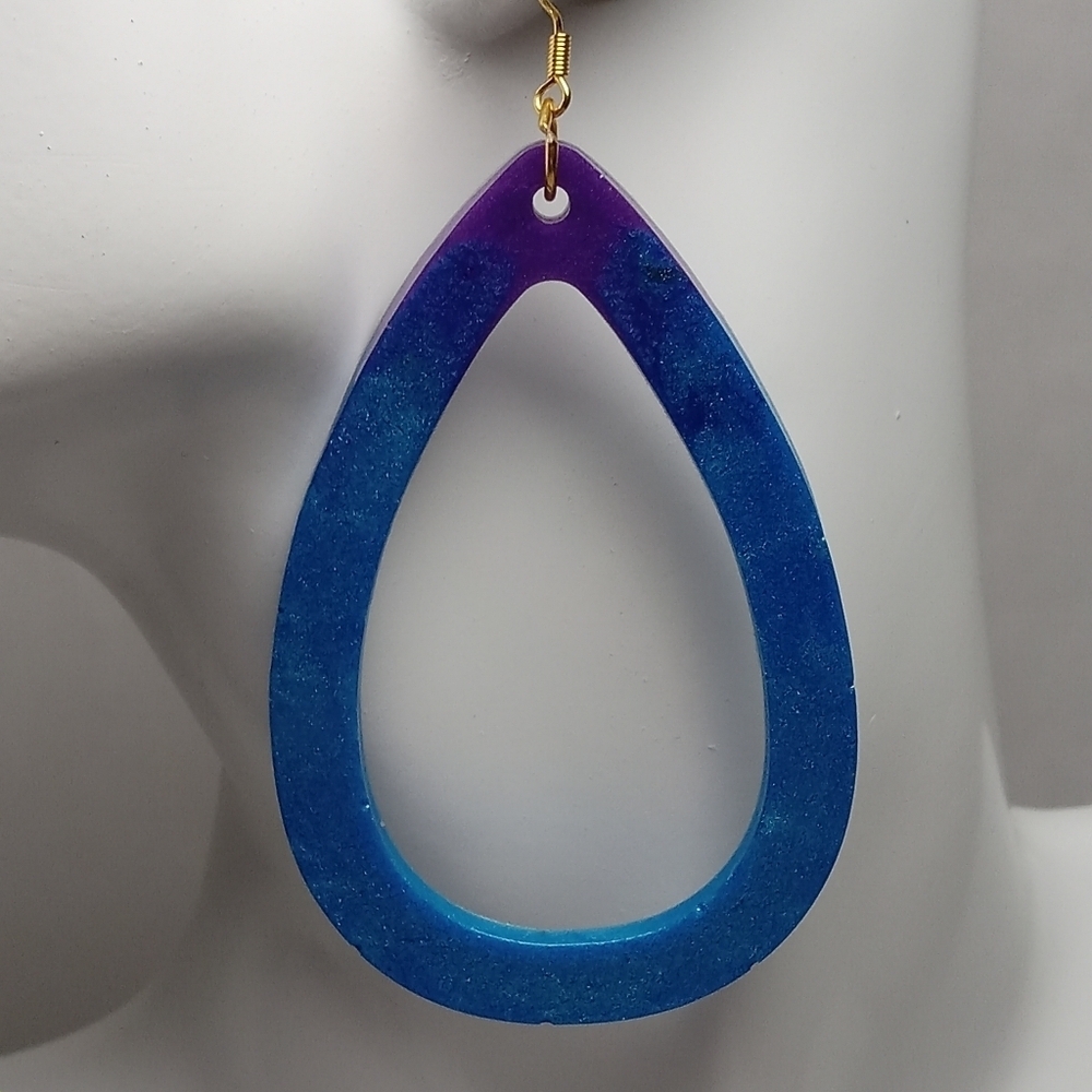 Hand Crafted Blue and Purple Teardrop Earrings